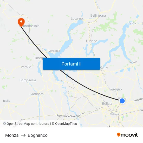 Monza to Bognanco map