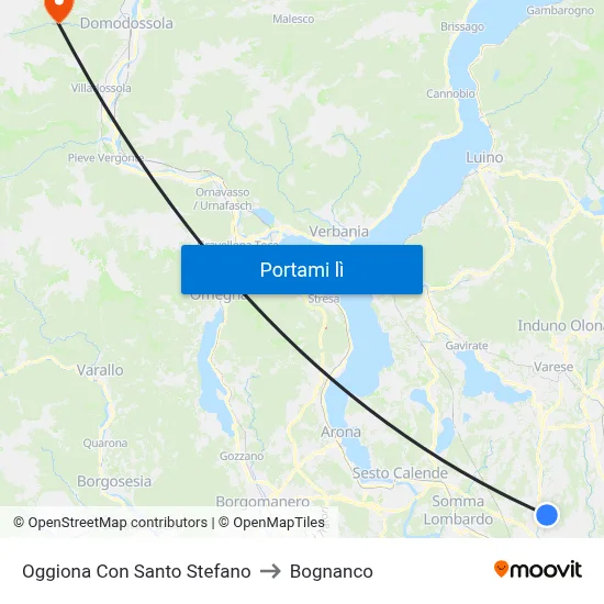 Oggiona Con Santo Stefano to Bognanco map