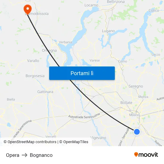 Opera to Bognanco map