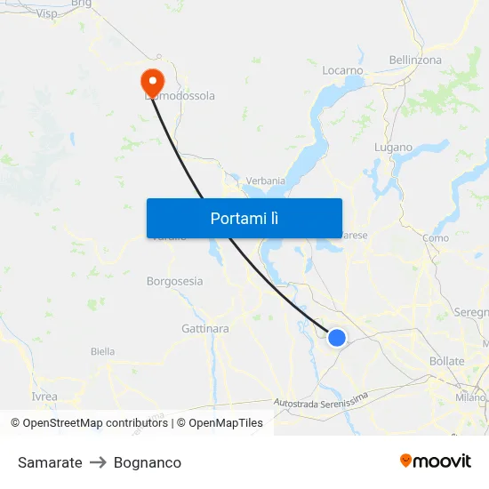 Samarate to Bognanco map