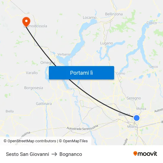 Sesto San Giovanni to Bognanco map