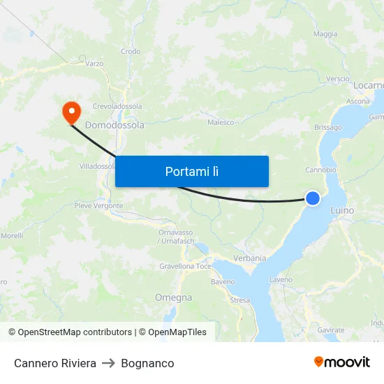 Cannero Riviera to Bognanco map