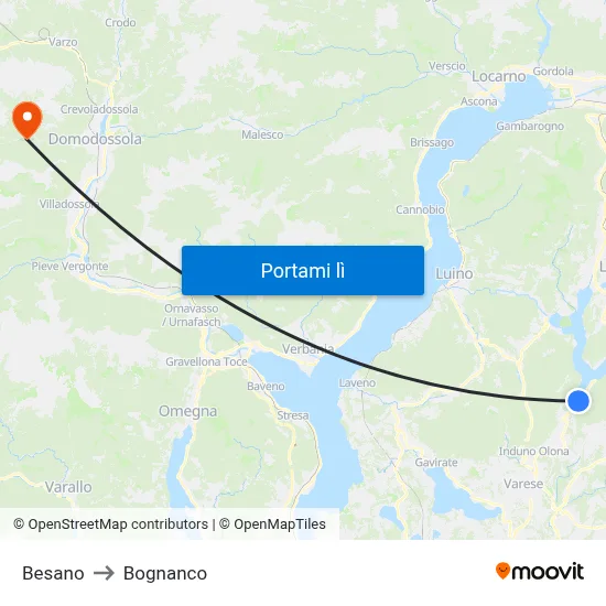 Besano to Bognanco map