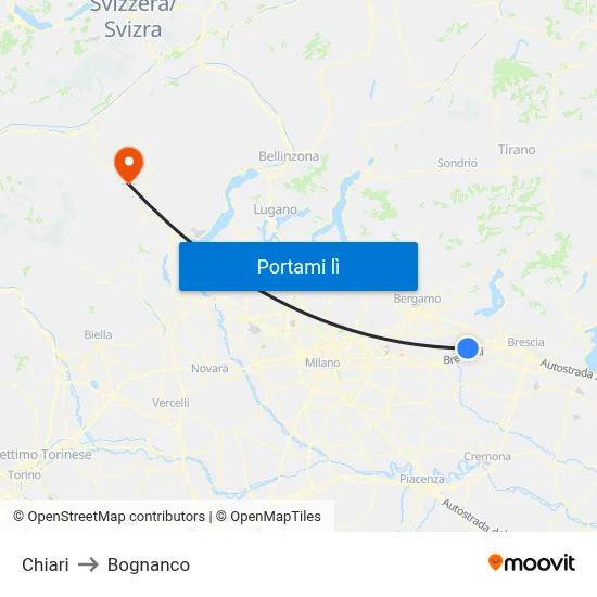 Chiari to Bognanco map