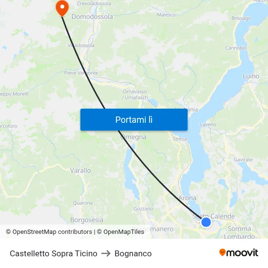 Castelletto Sopra Ticino to Bognanco map