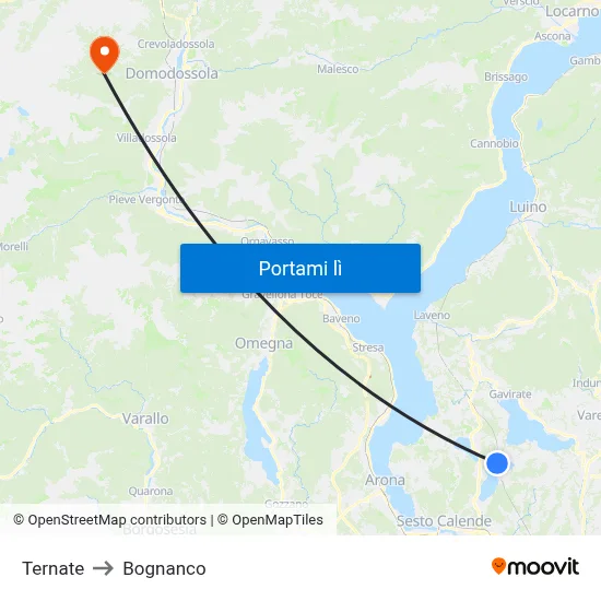 Ternate to Bognanco map