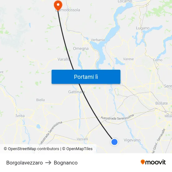Borgolavezzaro to Bognanco map