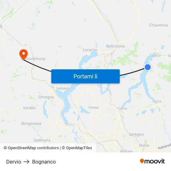 Dervio to Bognanco map