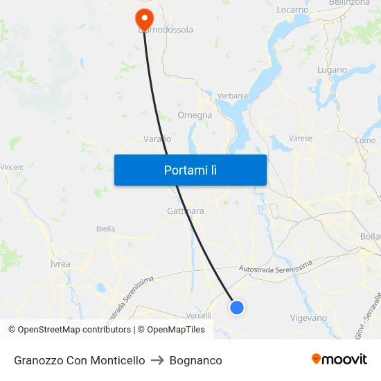 Granozzo Con Monticello to Bognanco map