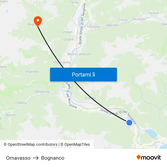 Ornavasso to Bognanco map