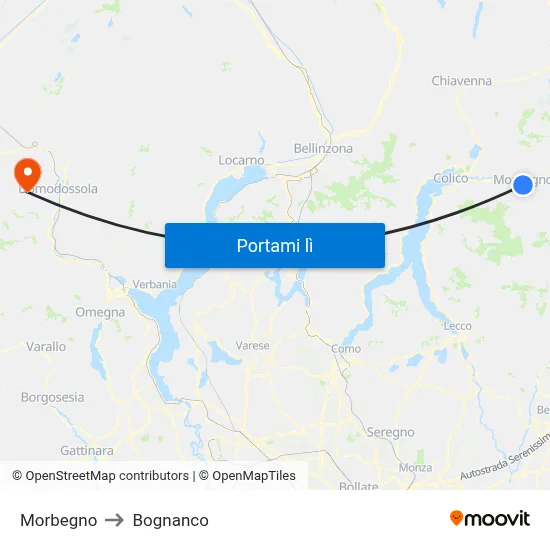 Morbegno to Bognanco map