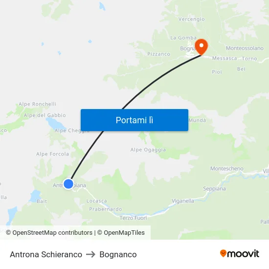 Antrona Schieranco to Bognanco map