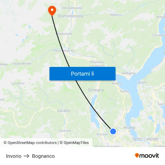 Invorio to Bognanco map