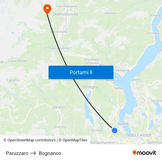 Paruzzaro to Bognanco map