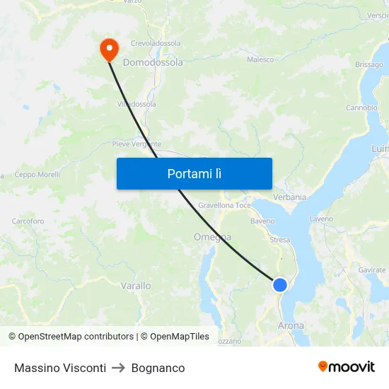 Massino Visconti to Bognanco map
