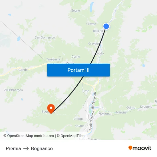 Premia to Bognanco map