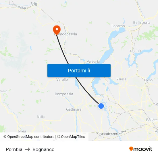 Pombia to Bognanco map