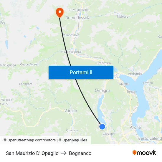 San Maurizio D' Opaglio to Bognanco map