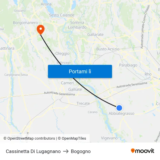 Cassinetta Di Lugagnano to Bogogno map