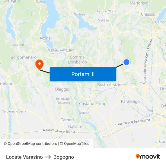 Locate Varesino to Bogogno map