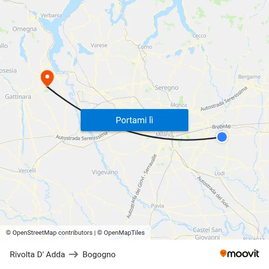 Rivolta D' Adda to Bogogno map