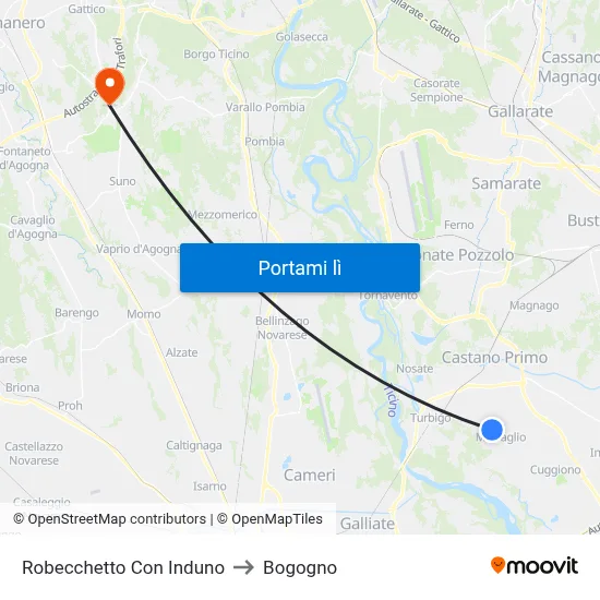 Robecchetto Con Induno to Bogogno map