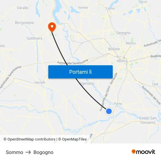 Sommo to Bogogno map