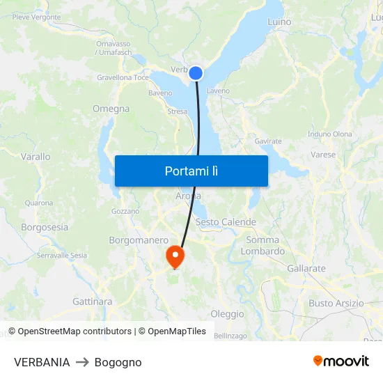 VERBANIA to Bogogno map