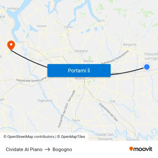 Cividate Al Piano to Bogogno map