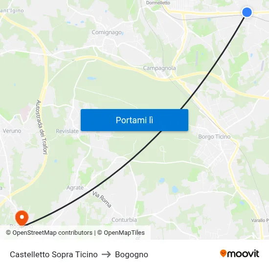 Castelletto Sopra Ticino to Bogogno map