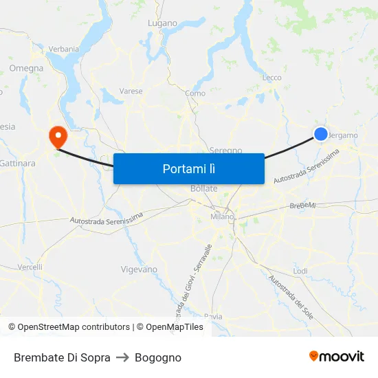 Brembate Di Sopra to Bogogno map