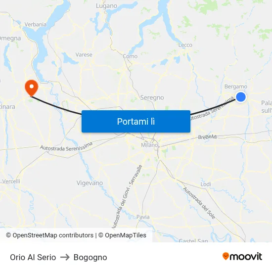 Orio Al Serio to Bogogno map