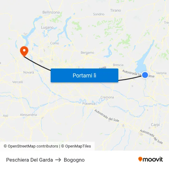 Peschiera Del Garda to Bogogno map