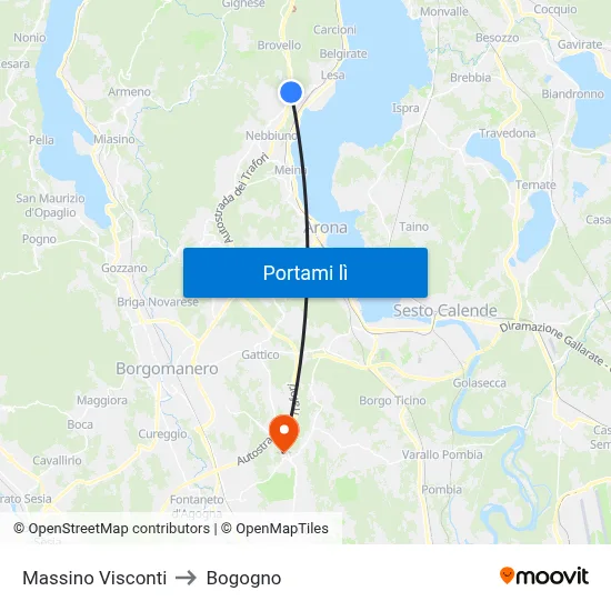 Massino Visconti to Bogogno map