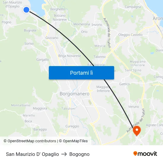 San Maurizio D' Opaglio to Bogogno map