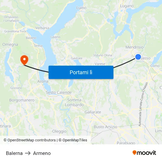 Balerna to Armeno map