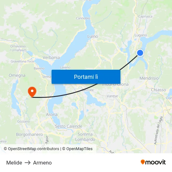 Melide to Armeno map