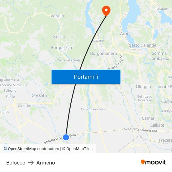 Balocco to Armeno map