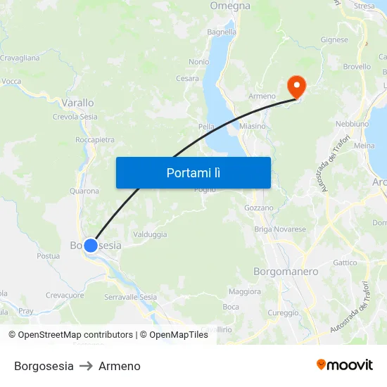 Borgosesia to Armeno map