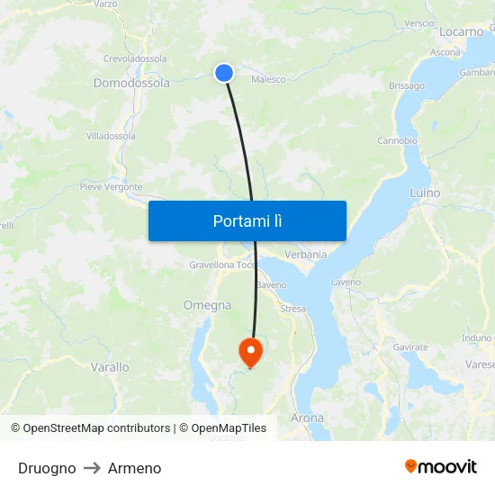 Druogno to Armeno map