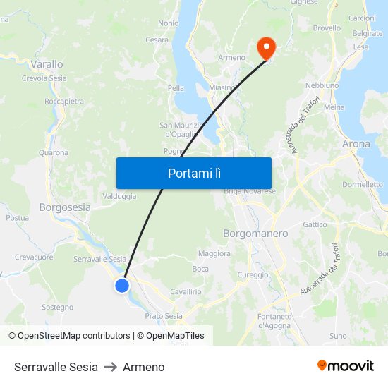 Serravalle Sesia to Armeno map