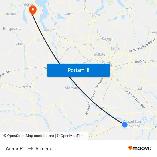 Arena Po to Armeno map