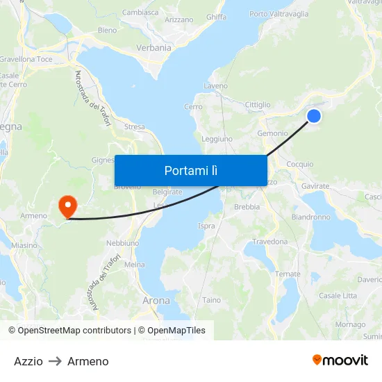 Azzio to Armeno map