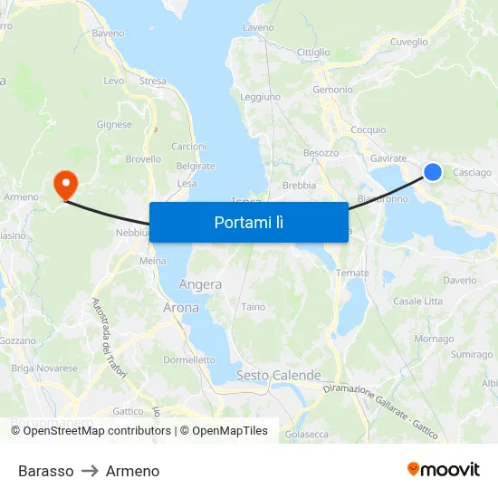 Barasso to Armeno map