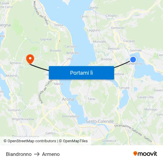 Biandronno to Armeno map