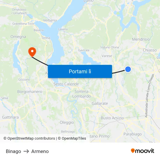 Binago to Armeno map