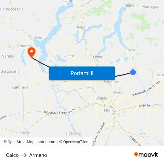 Calco to Armeno map