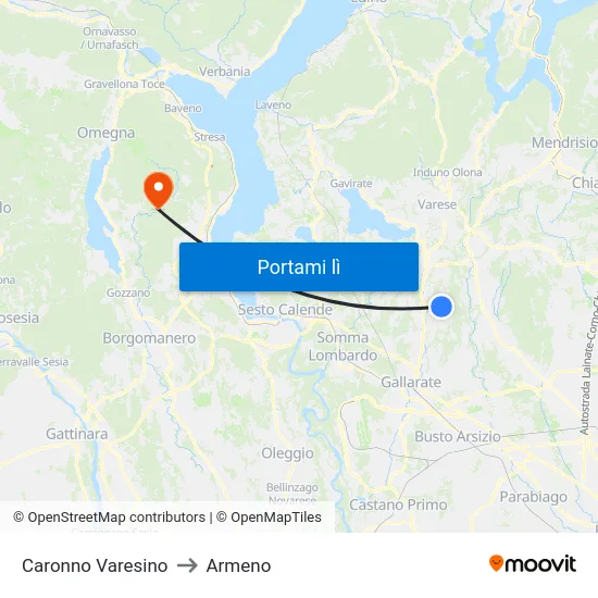 Caronno Varesino to Armeno map