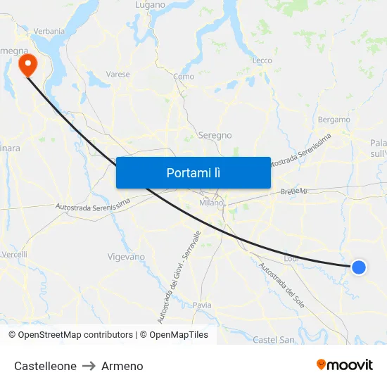 Castelleone to Armeno map