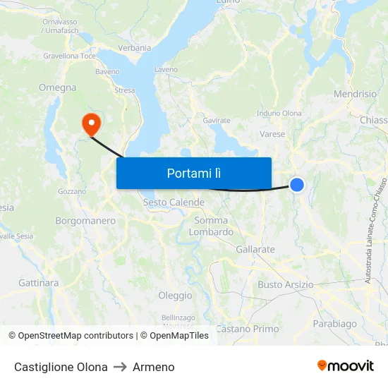 Castiglione Olona to Armeno map
